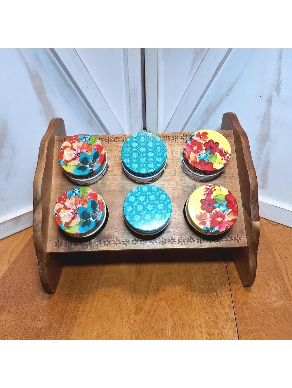 Pioneer Woman Wild Flower Whimsy Spice Rack with Six Jars | Rustic Farmhouse
